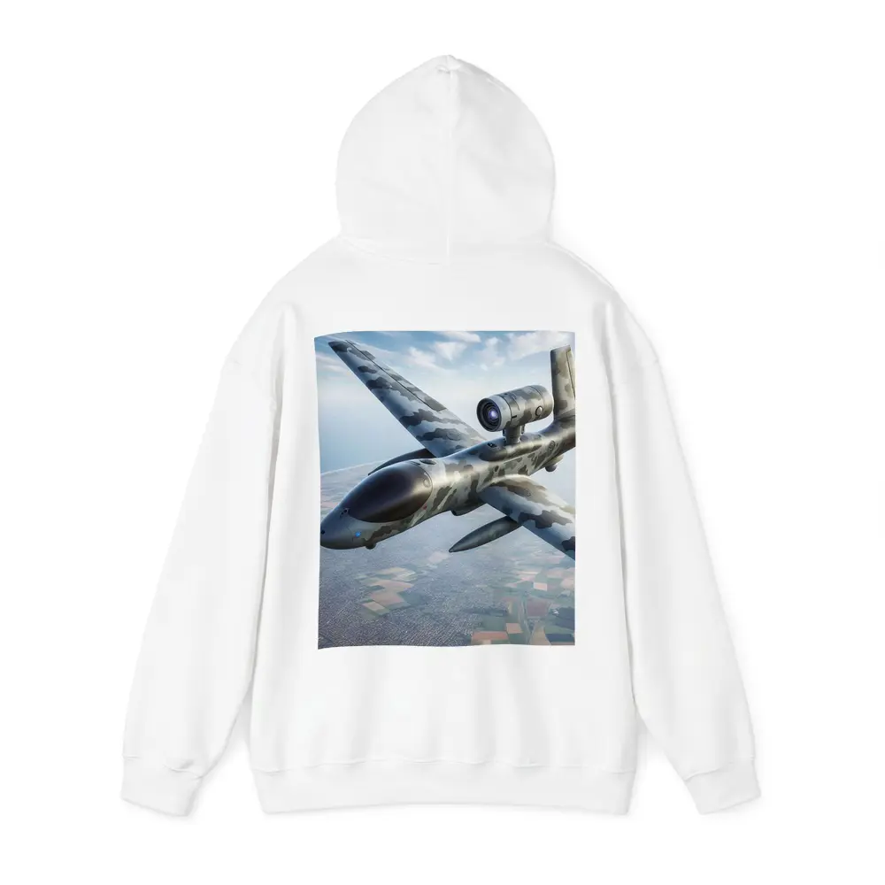 Military Camouflage Drone Flying Over Fields – Hoodies