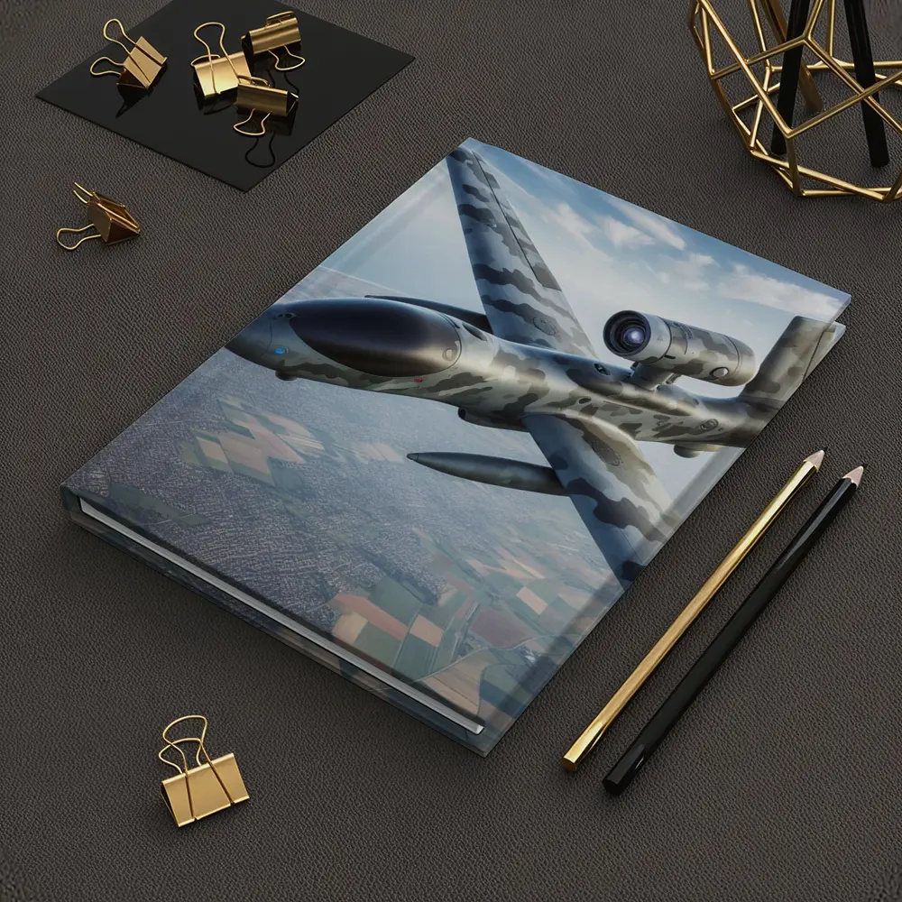 Military Camouflage Drone Flying Over Fields – Notebooks