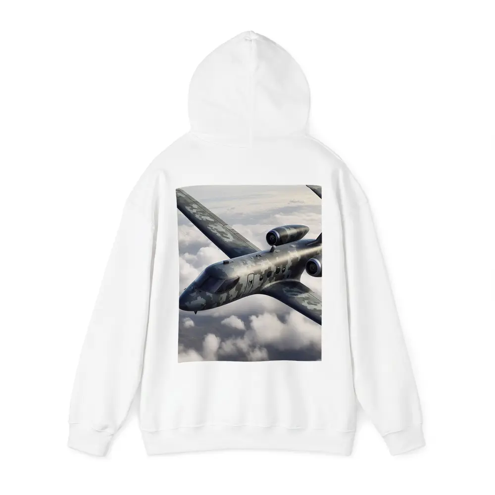 Camouflage Military Jet Flying Above Clouds – Hoodies