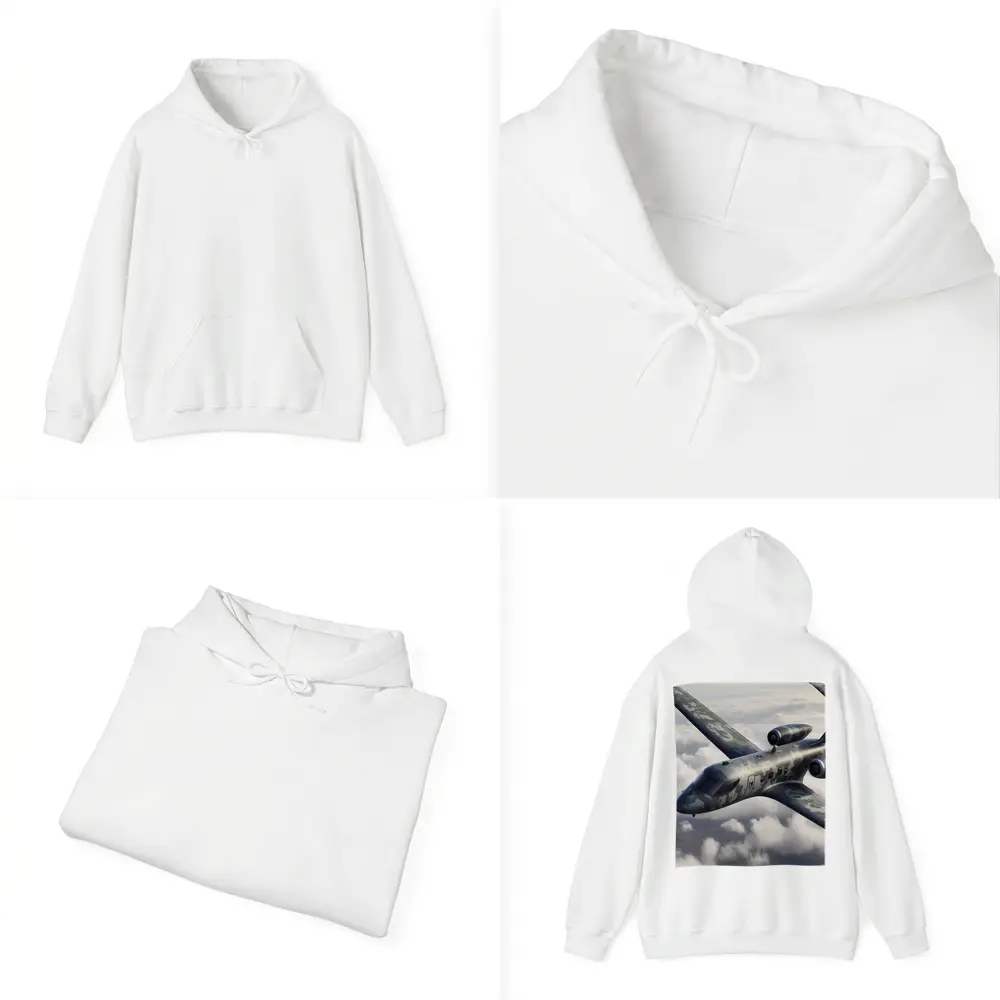 Camouflage Military Jet Flying Above Clouds – Hoodies