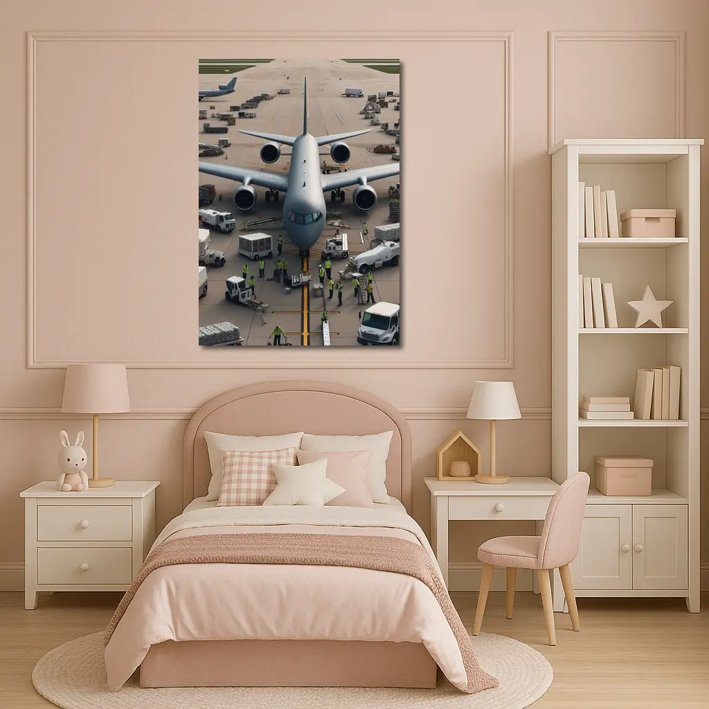 Military Cargo Plane Airport Ground Crew – Wall Art