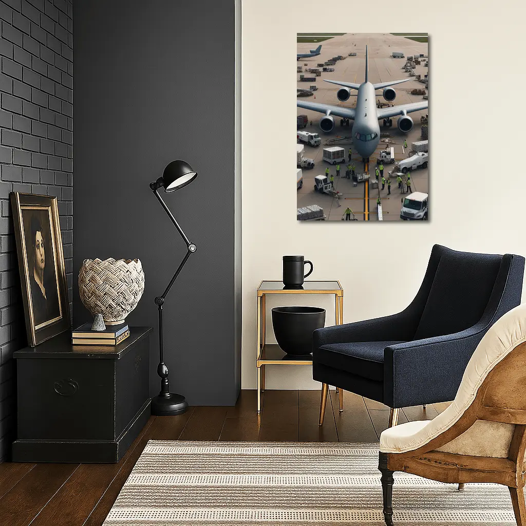 Military Cargo Plane Airport Ground Crew – Wall Art