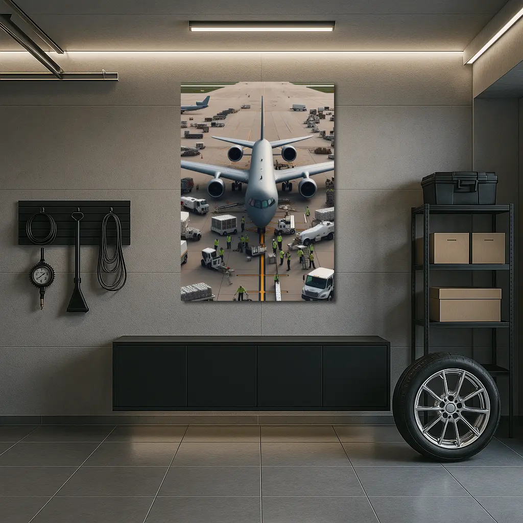 Military Cargo Plane Airport Ground Crew – Wall Art