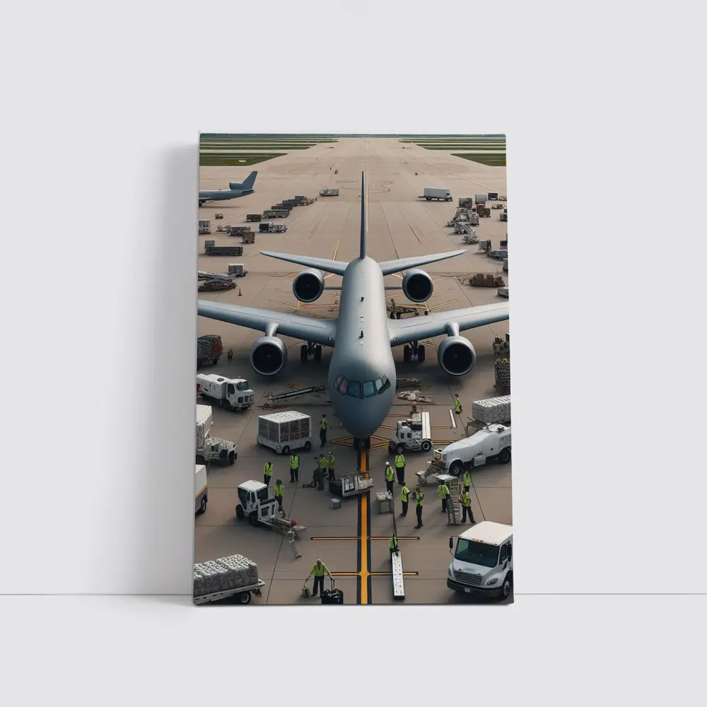 Military Cargo Plane Airport Ground Crew – Wall Art