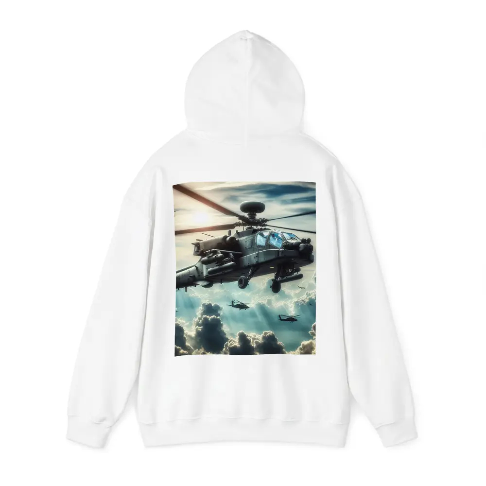 Apache Attack Helicopter Flying Above Clouds – Hoodies