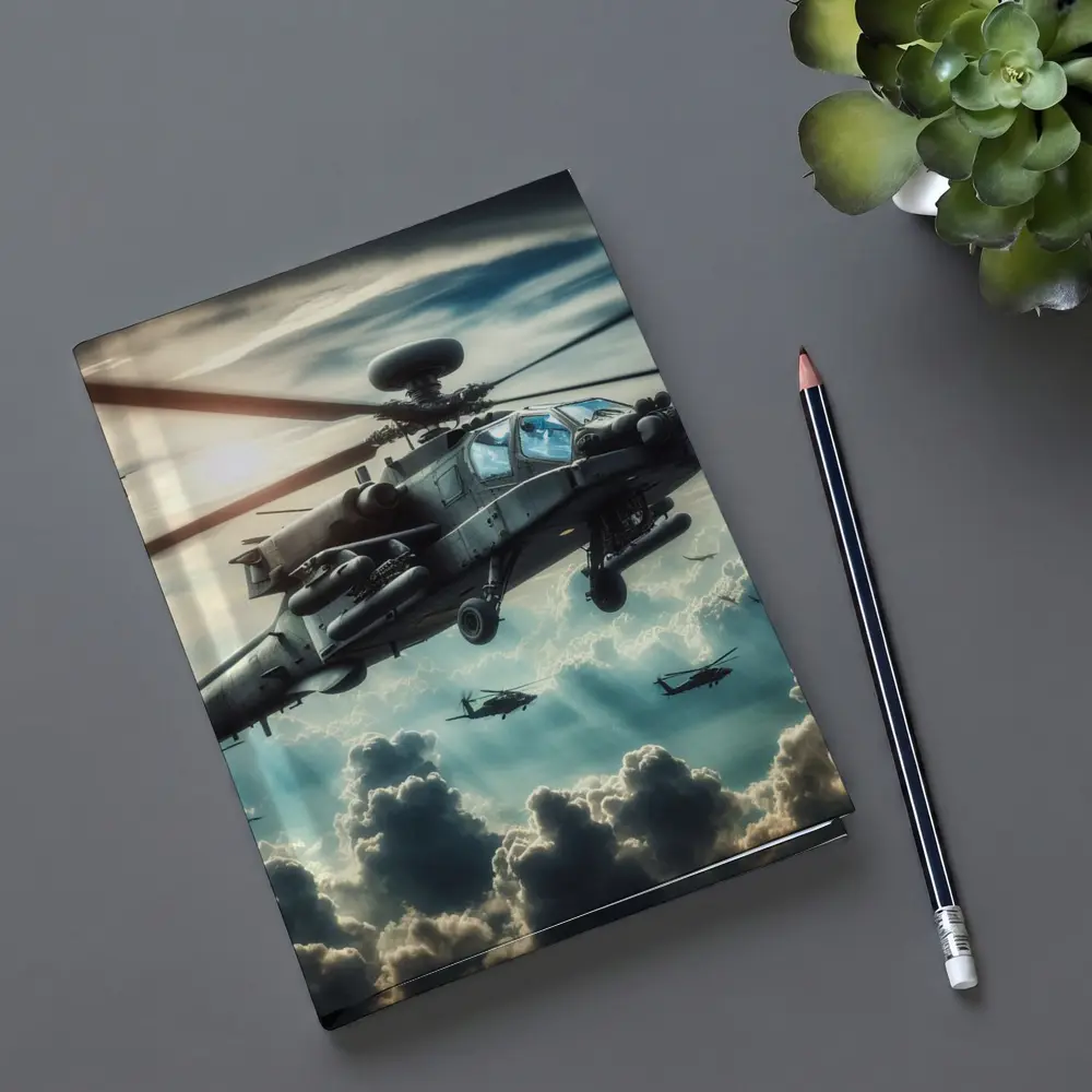 Apache Attack Helicopter Flying Above Clouds – Notebooks