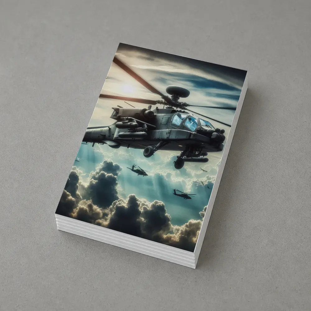 Apache Attack Helicopter Flying Above Clouds – Postcards