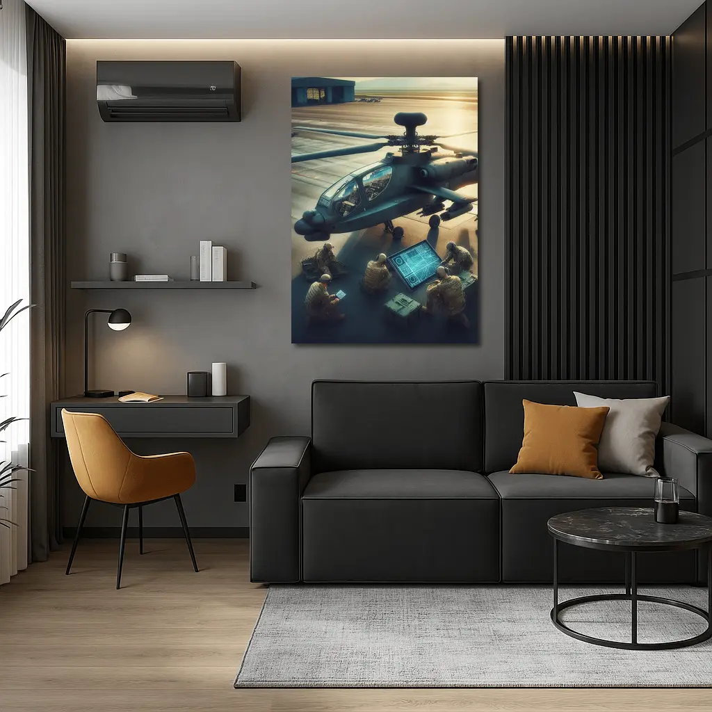 Apache Attack Helicopter Military Crew Airfield – Wall Art