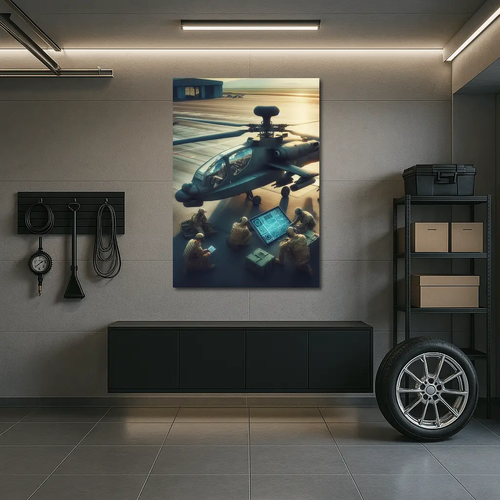 Apache Attack Helicopter Military Crew Airfield – Wall Art
