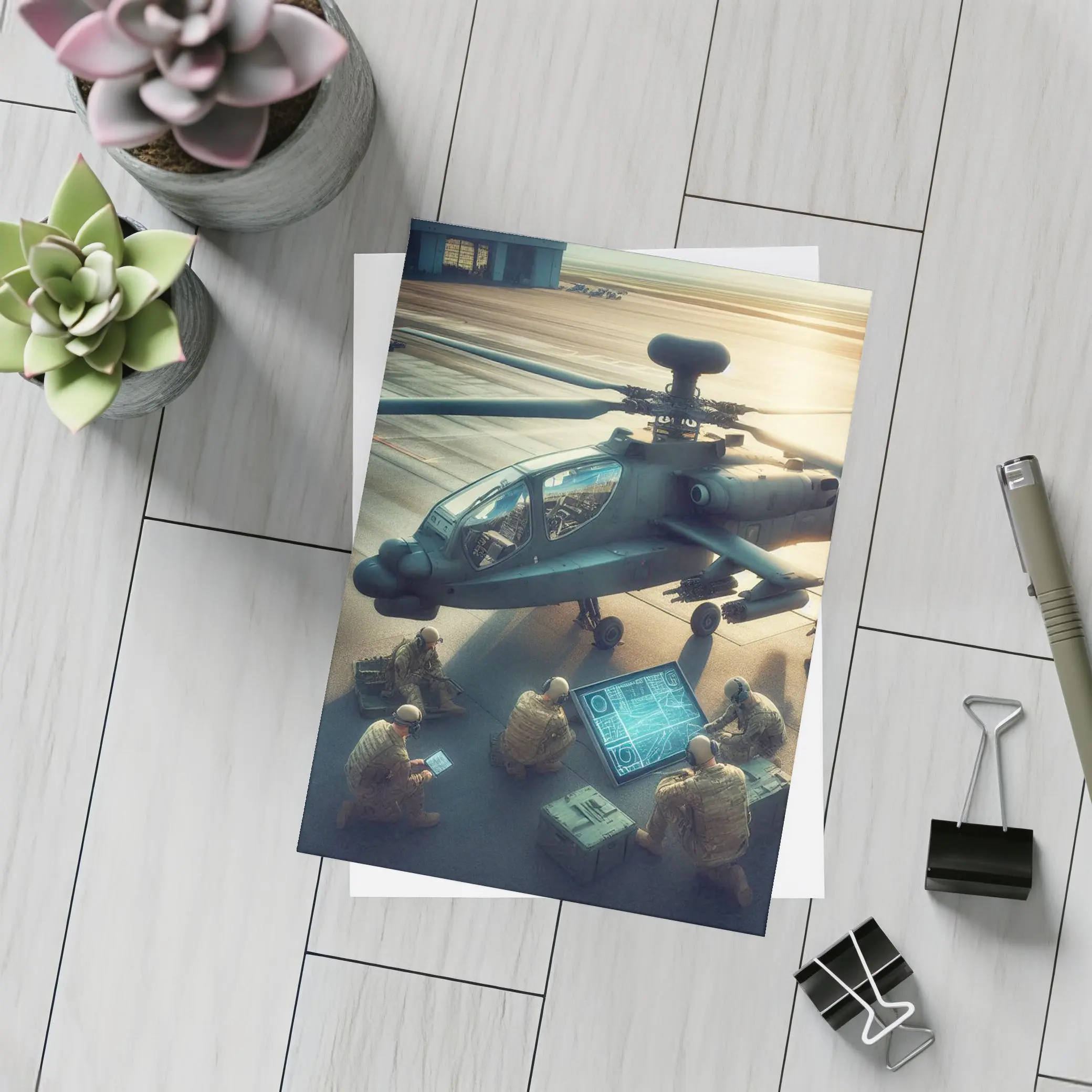 Apache Attack Helicopter Military Crew Airfield – Postcards