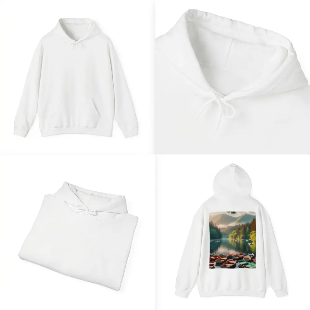 Rowboats On Calm Mountain Lake Forest – Hoodies