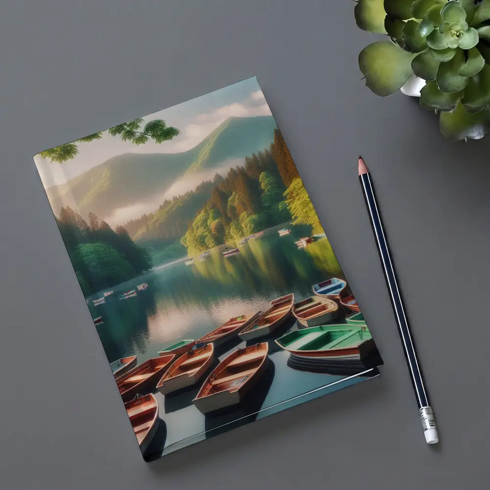 Rowboats On Calm Mountain Lake Forest – Notebooks