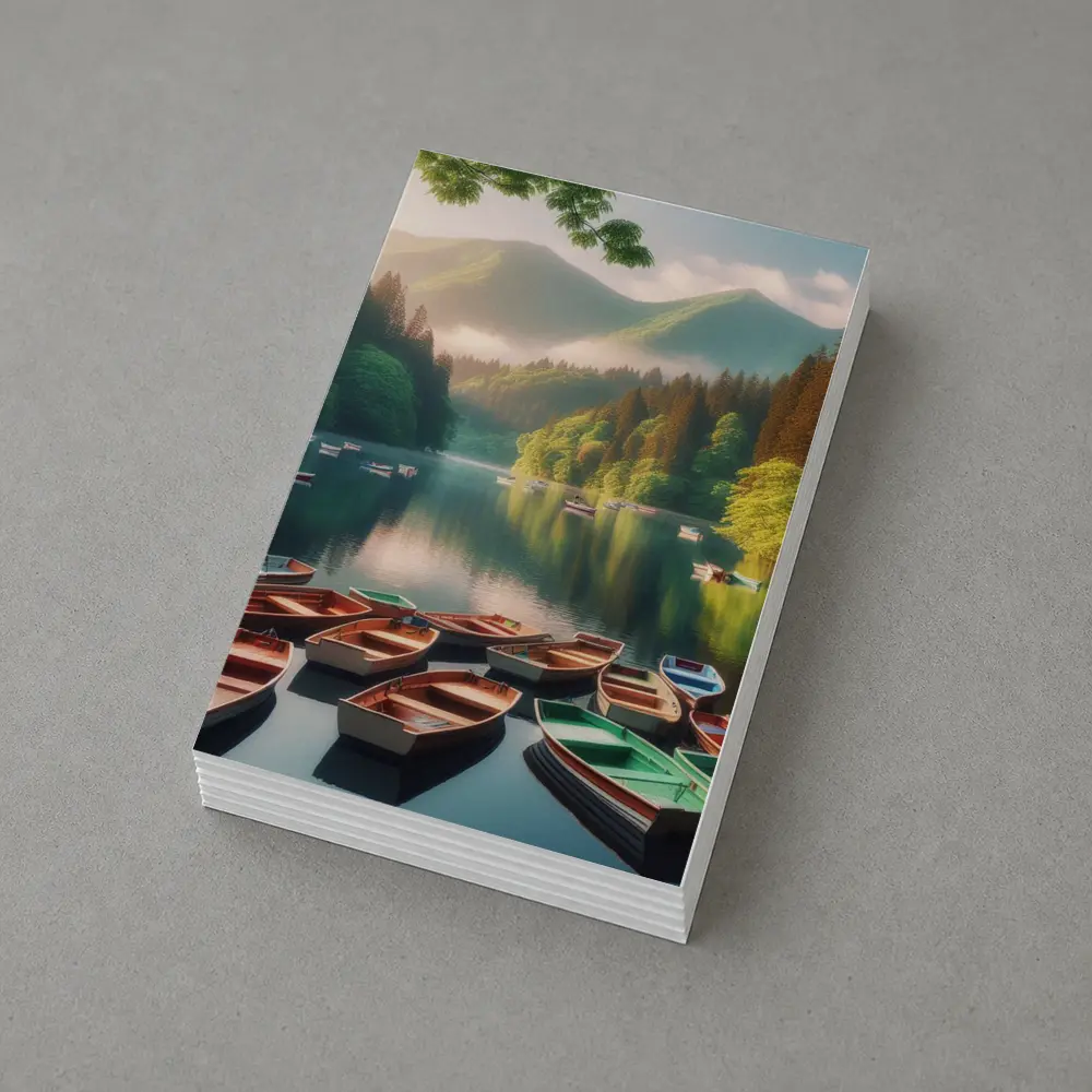 Rowboats On Calm Mountain Lake Forest – Postcards