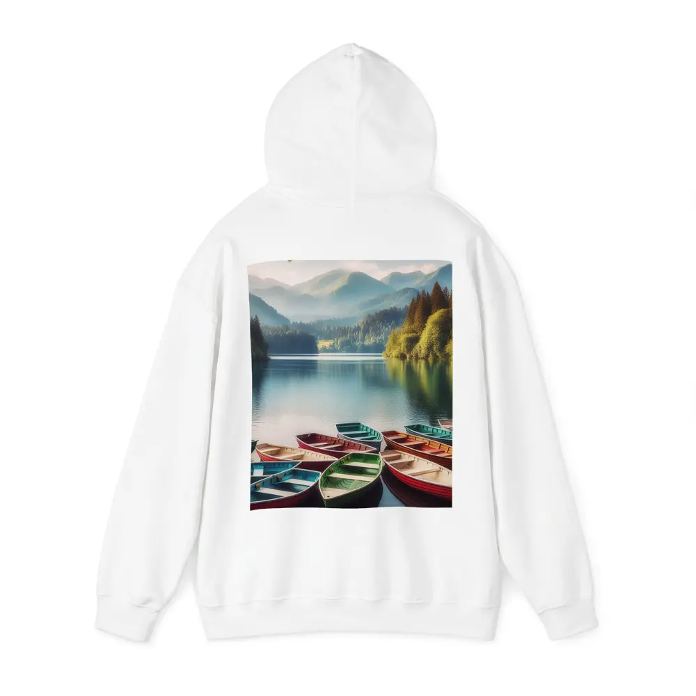 Colorful Rowboats on Calm Mountain Lake – Hoodies
