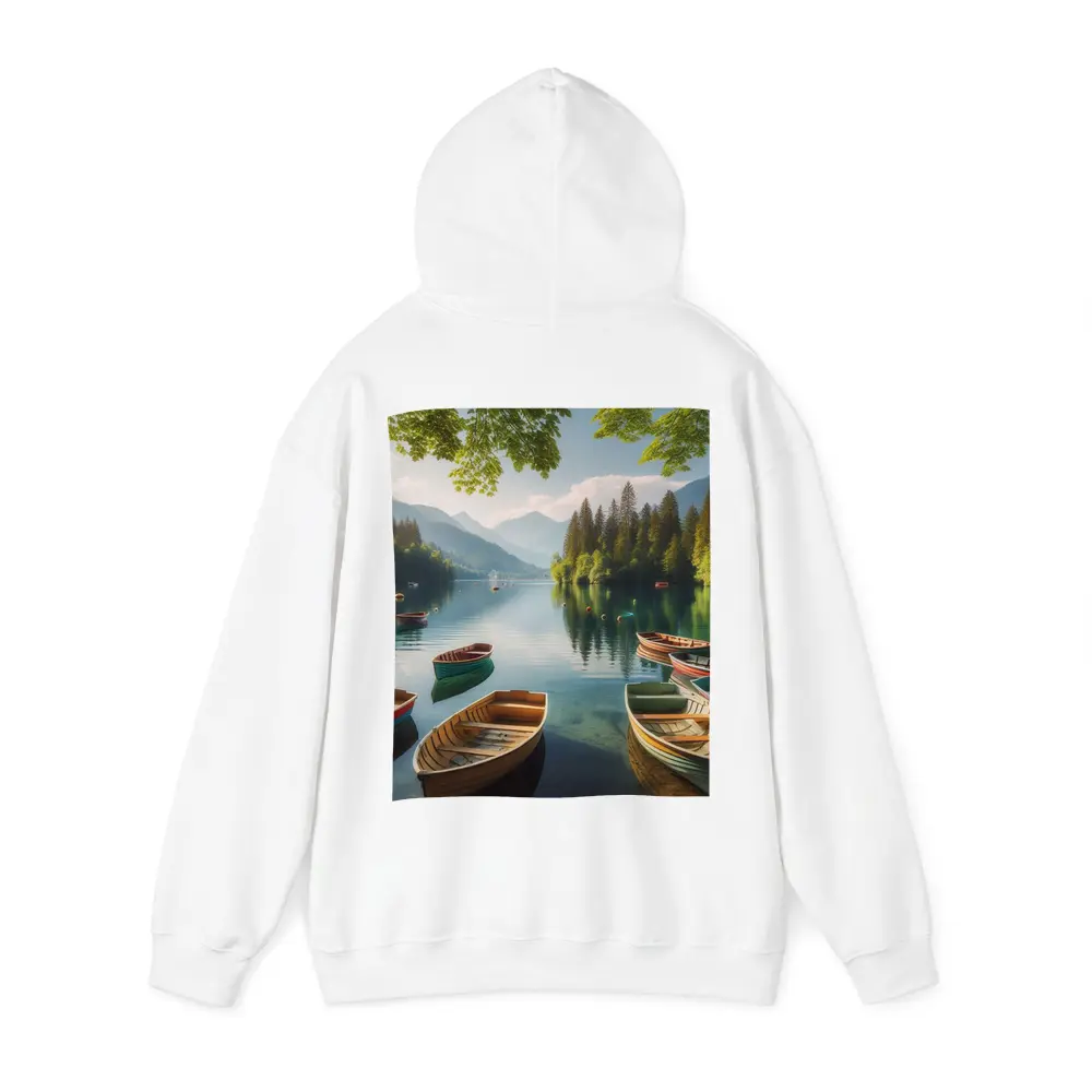 Wooden Rowboats on Calm Mountain Lake – Hoodies