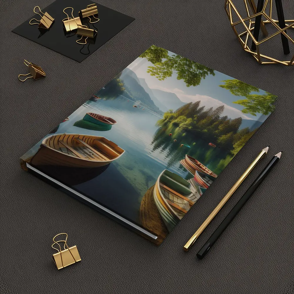 Wooden Rowboats on Calm Mountain Lake – Notebooks