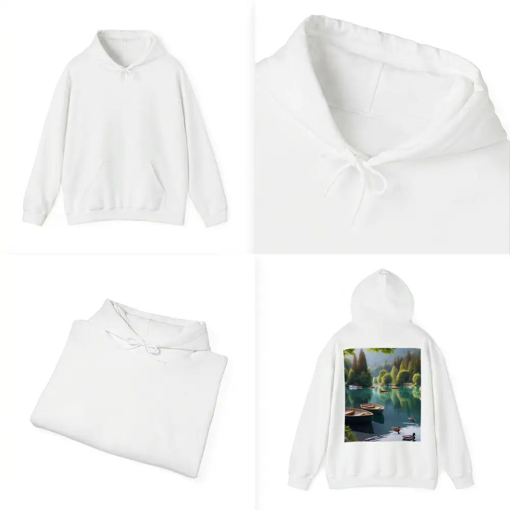 Wooden Rowboats Ducks Calm Forest Lake – Hoodies