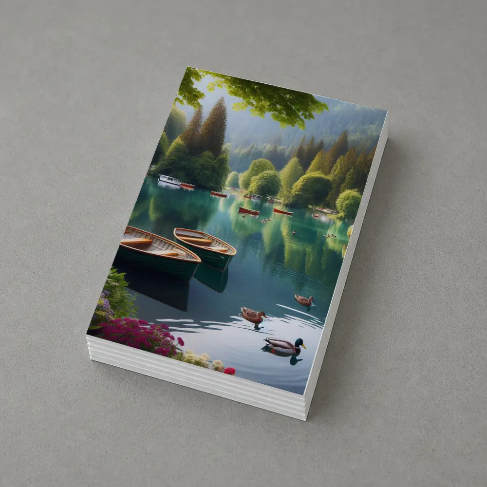 Wooden Rowboats Ducks Calm Forest Lake – Postcards