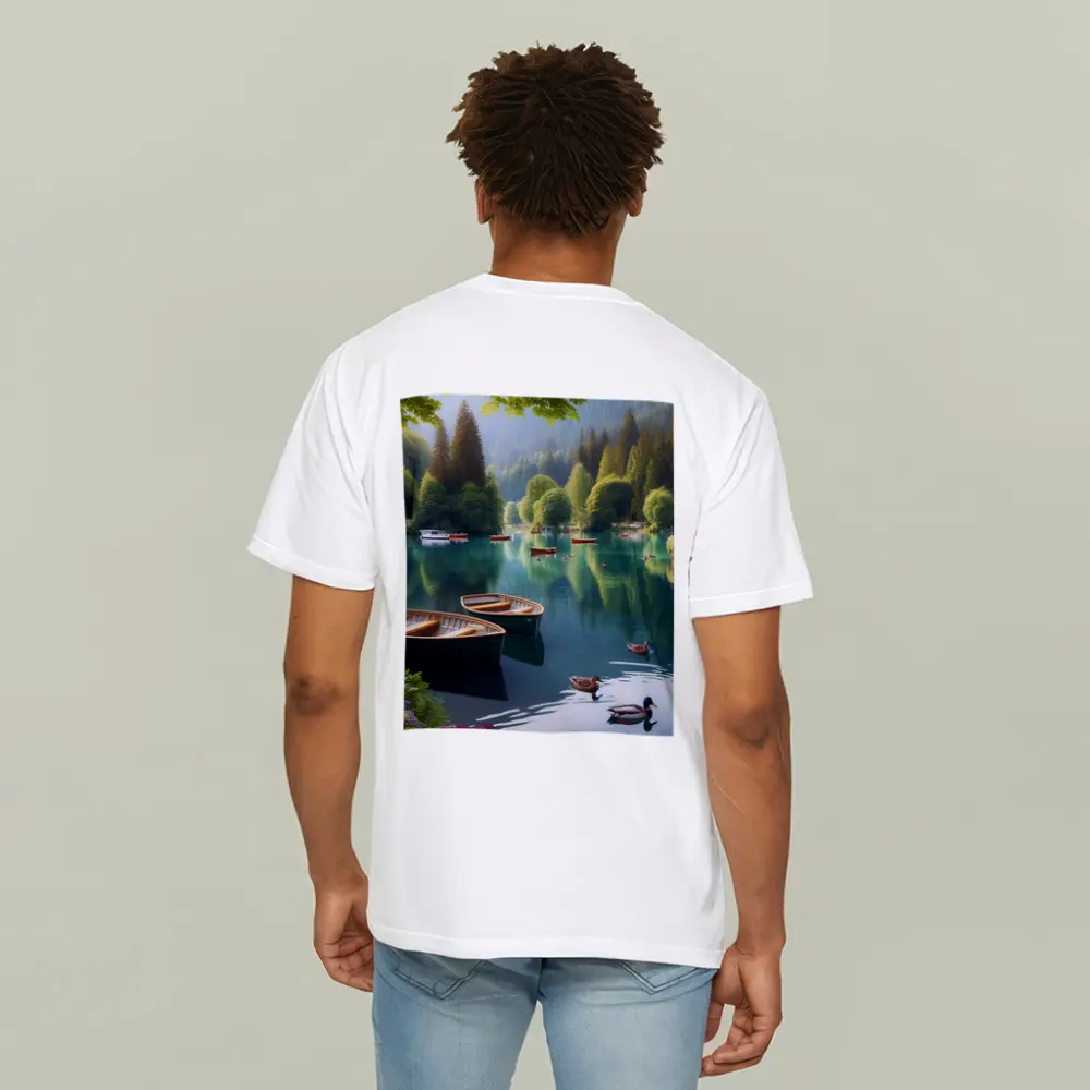 Wooden Rowboats Ducks Calm Forest Lake – T-Shirts