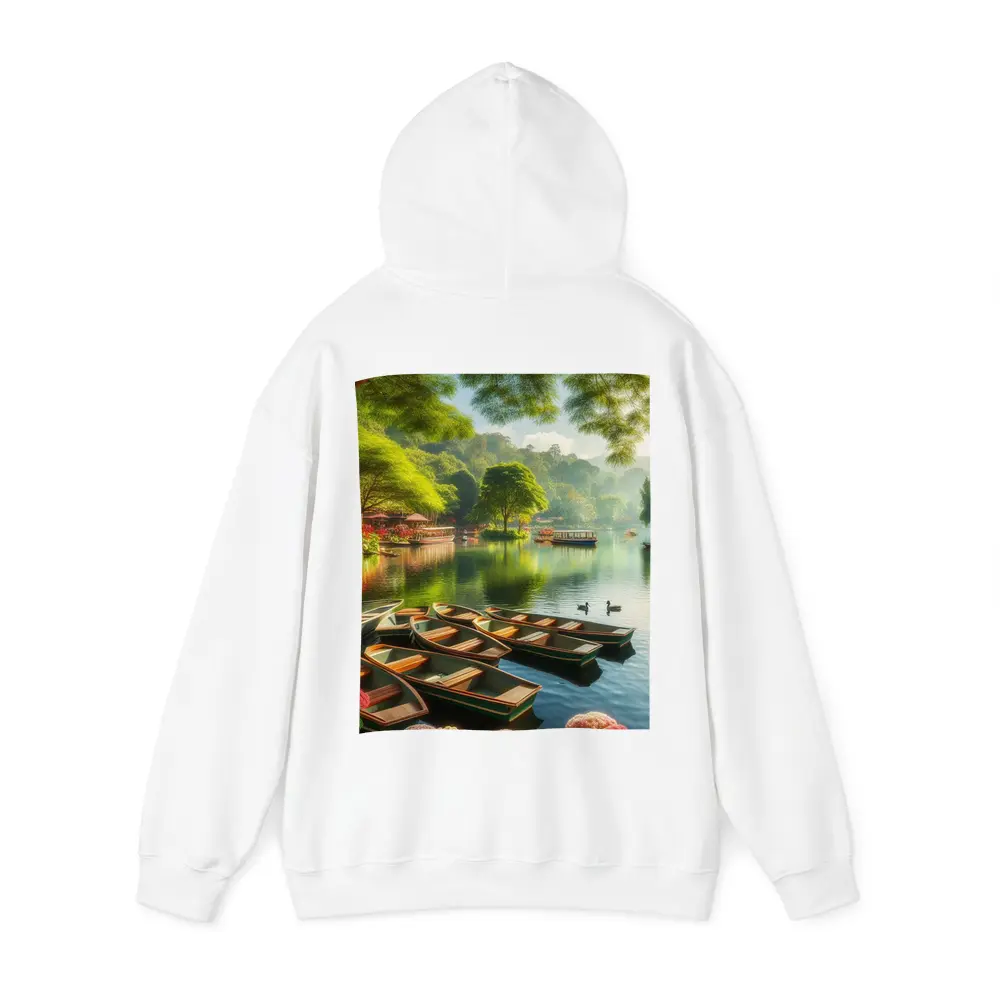 Rowboats on Calm Lake Green Trees – Hoodies