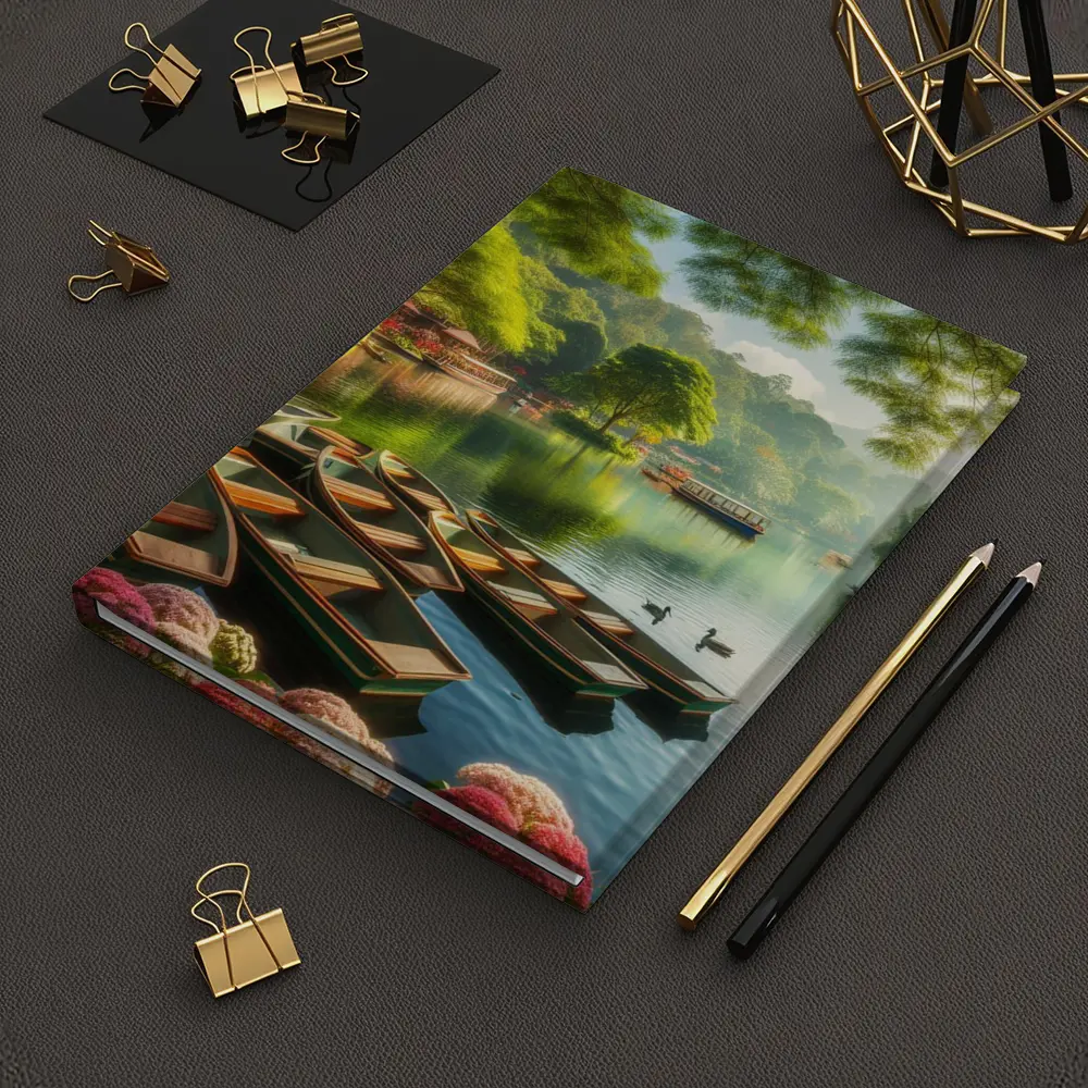 Rowboats on Calm Lake Green Trees – Notebooks
