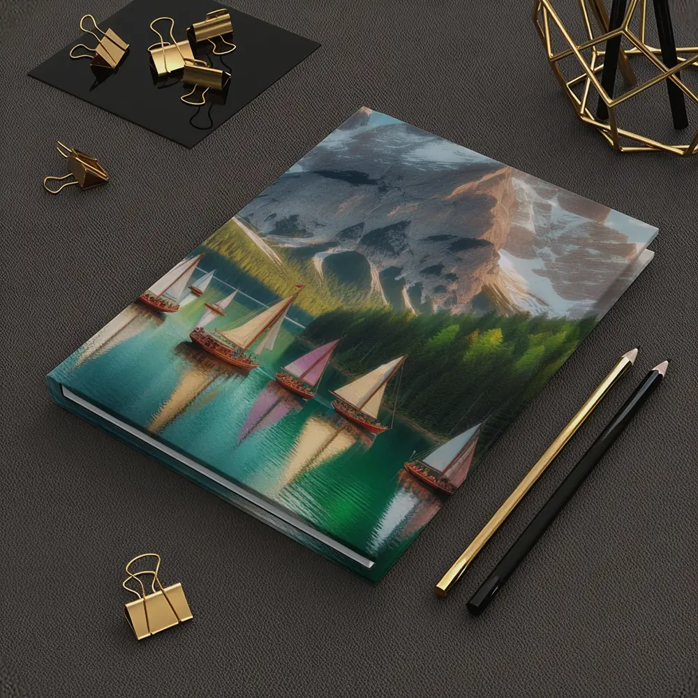 Colorful Sailboats Alpine Mountain Lake Scene – Notebooks