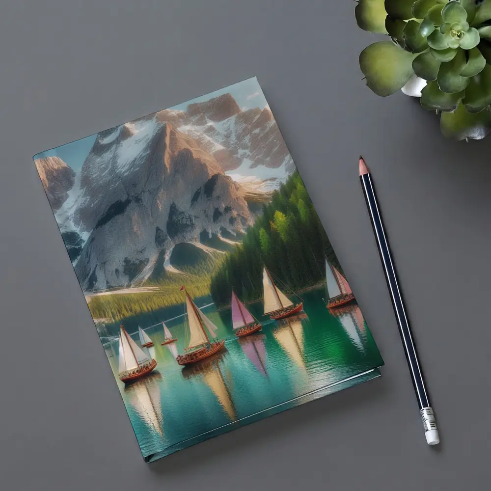Colorful Sailboats Alpine Mountain Lake Scene – Notebooks