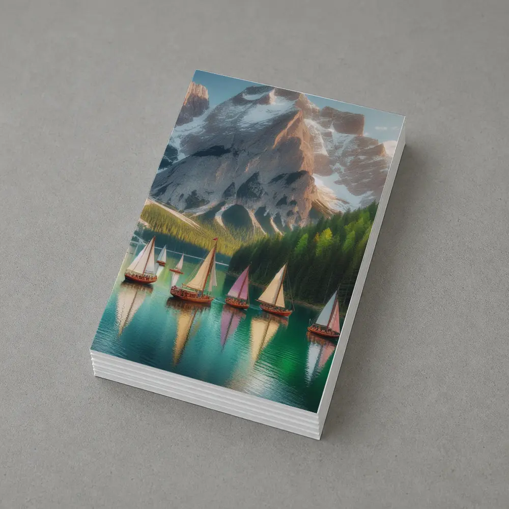 Colorful Sailboats Alpine Mountain Lake Scene – Postcards