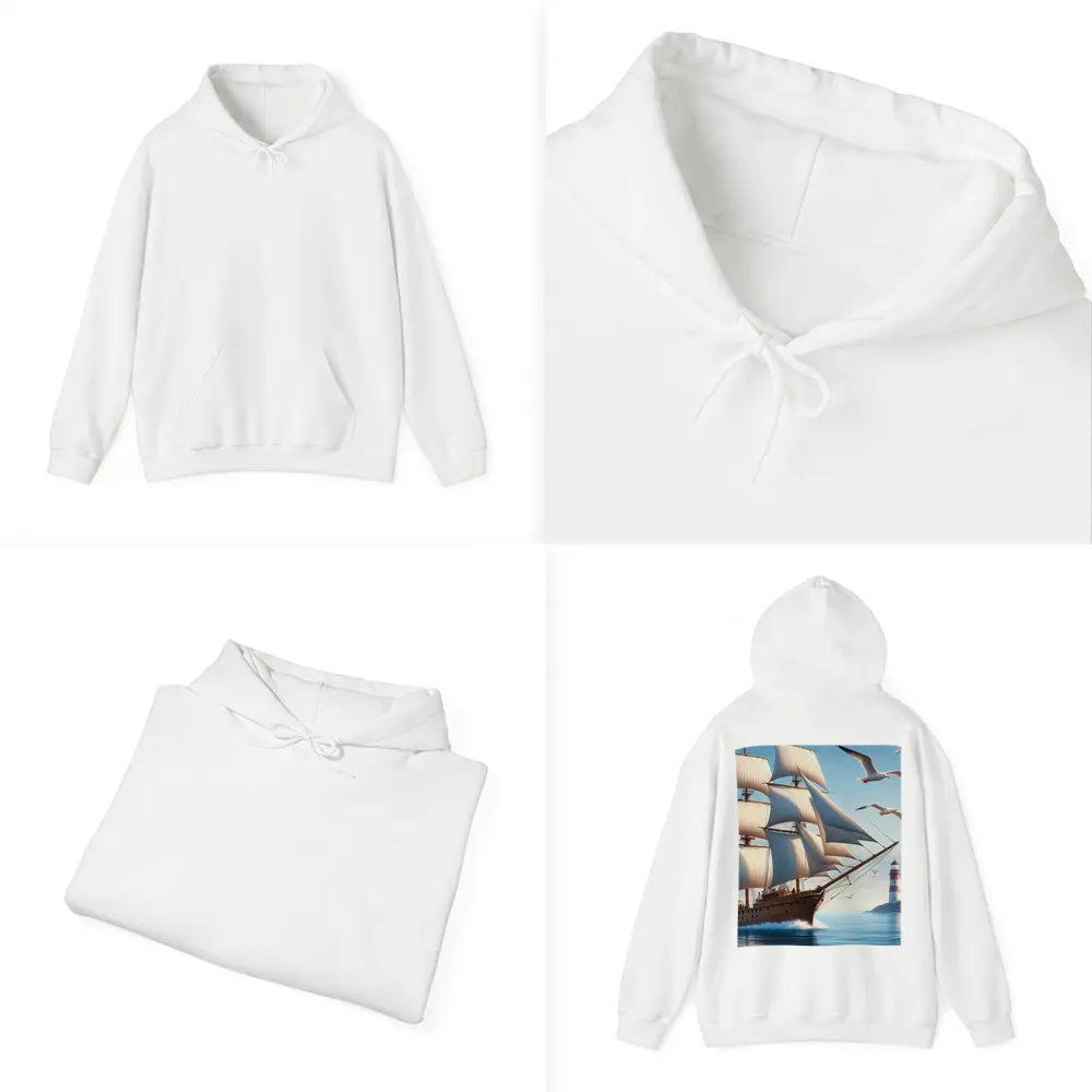 Tall Ship Sailing Ocean Lighthouse Seagulls – Hoodies