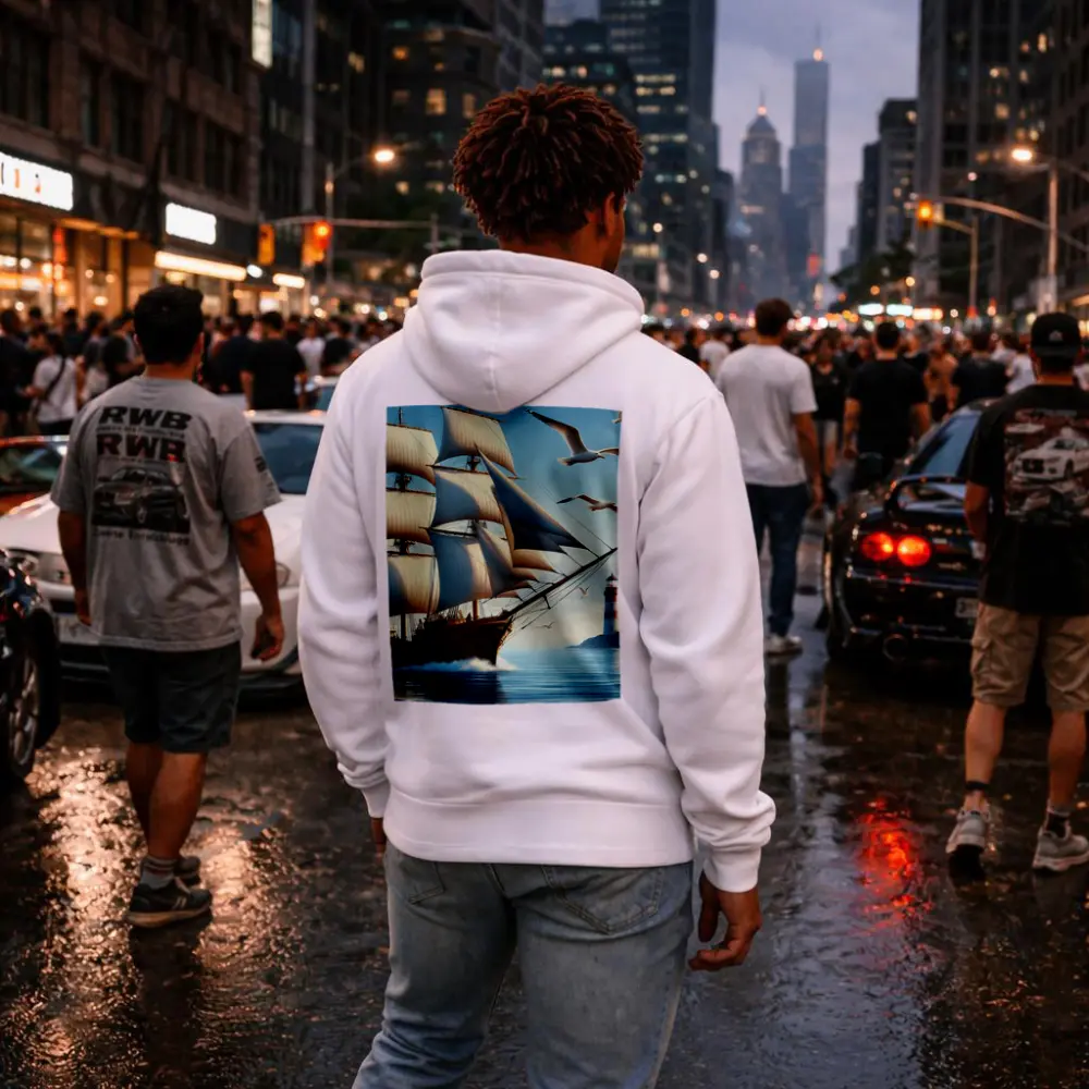 Tall Ship Sailing Ocean Lighthouse Seagulls – Hoodies