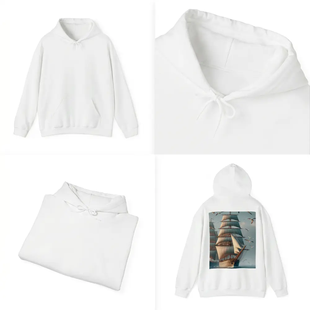 Tall Ship Sailing Ocean With Seagulls – Hoodies