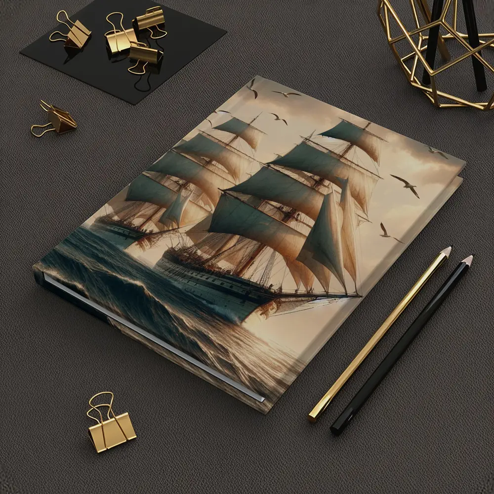 Tall Ship Sailing Rough Ocean Dramatic Sky – Notebooks