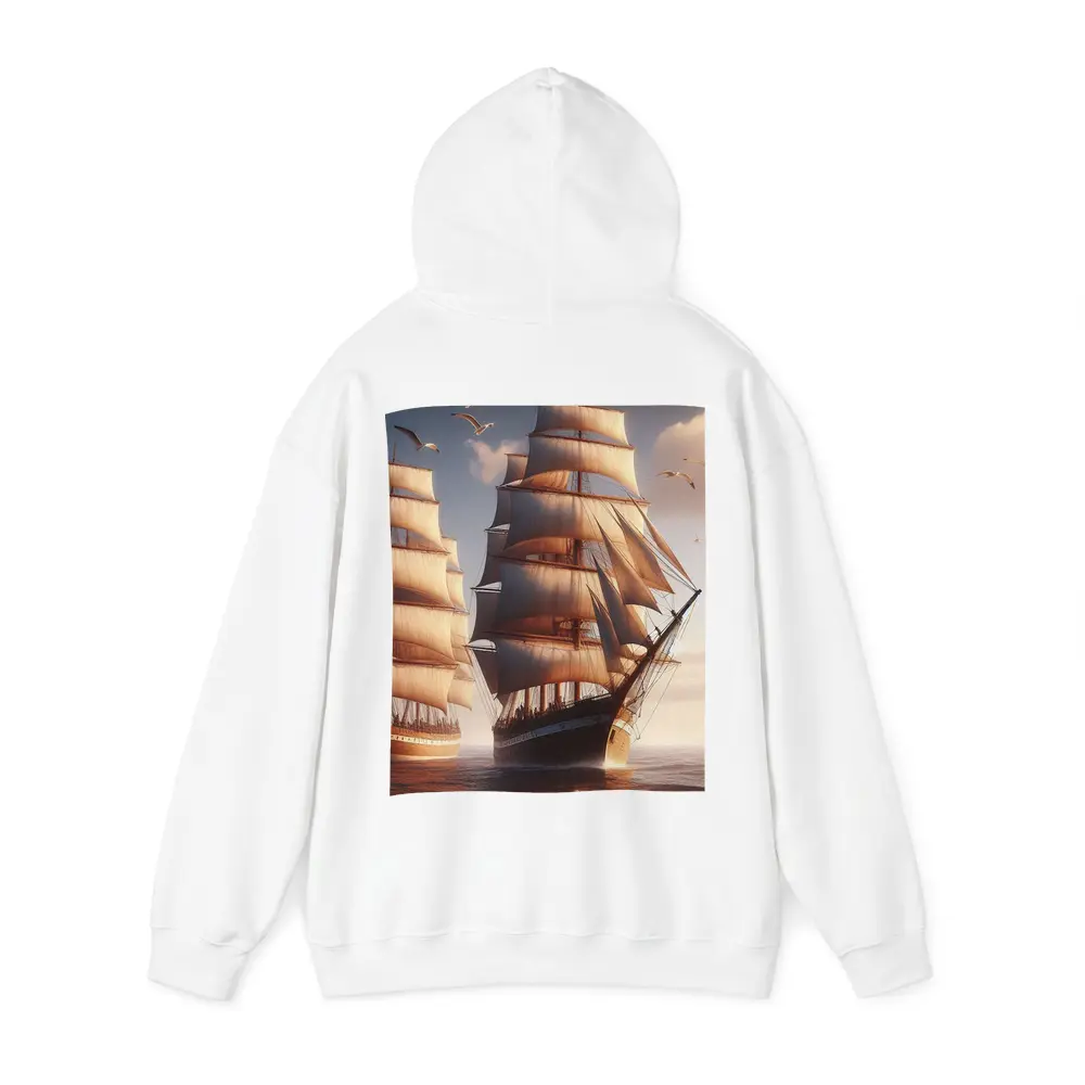 Tall Ships Sailing Ocean Warm Sunset Light – Hoodies