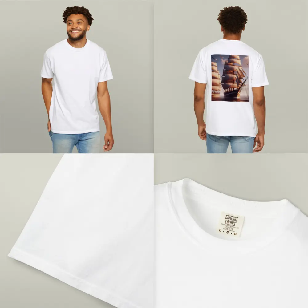 Tall Ships Sailing Ocean Warm Sunset Light – T-Shirts