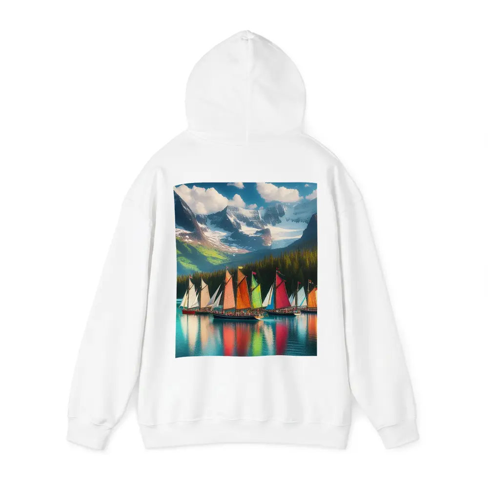 Colorful Sailboats on Mountain Lake – Hoodies
