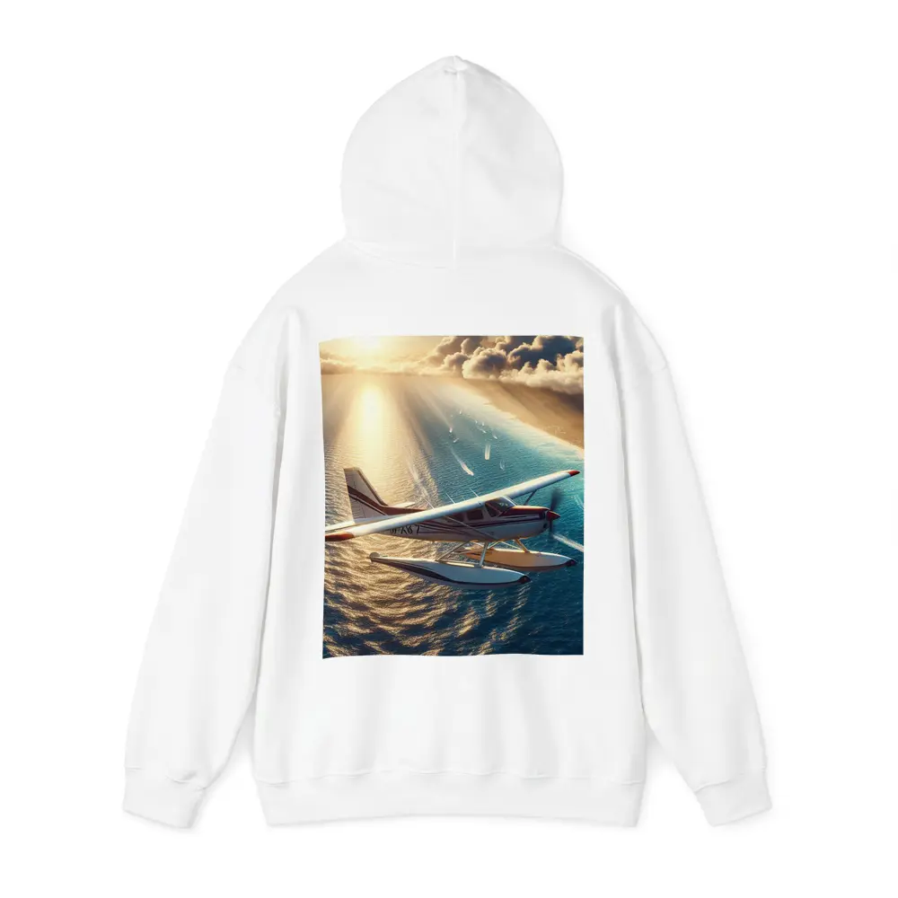 Seaplane Flying Over Sunny Ocean Waters – Hoodies