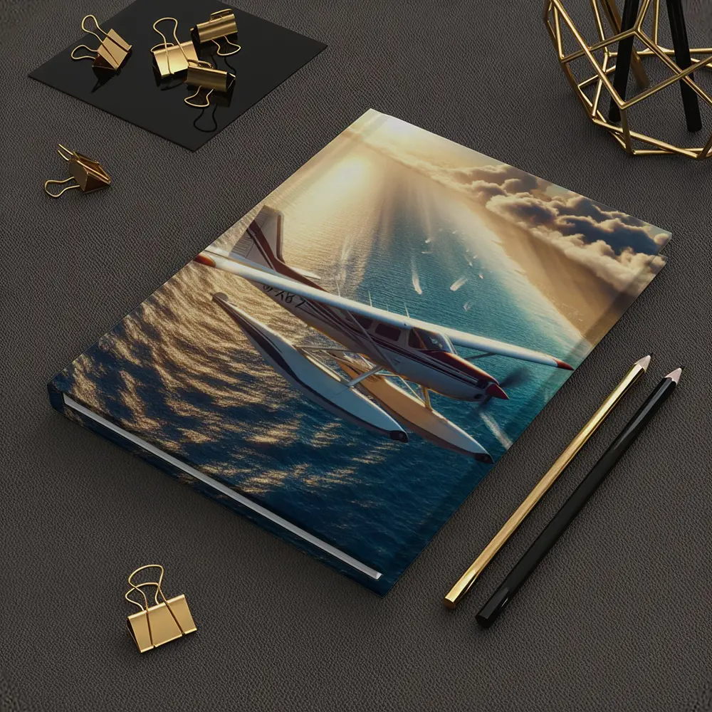 Seaplane Flying Over Sunny Ocean Waters – Notebooks