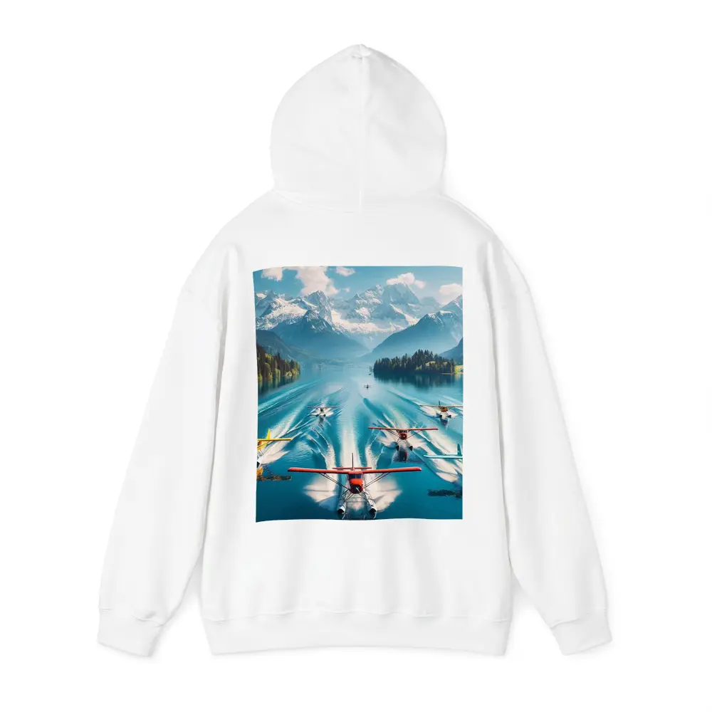 Seaplanes Taking Off Alpine Mountain Lake – Hoodies