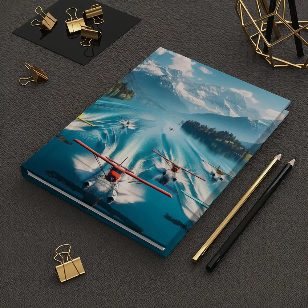 Seaplanes Taking Off Alpine Mountain Lake – Notebooks