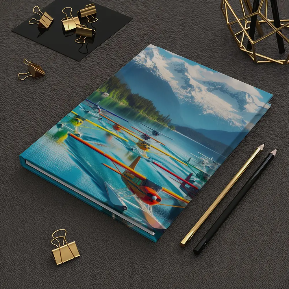 Colorful Seaplanes Floating on Mountain Lake – Notebooks