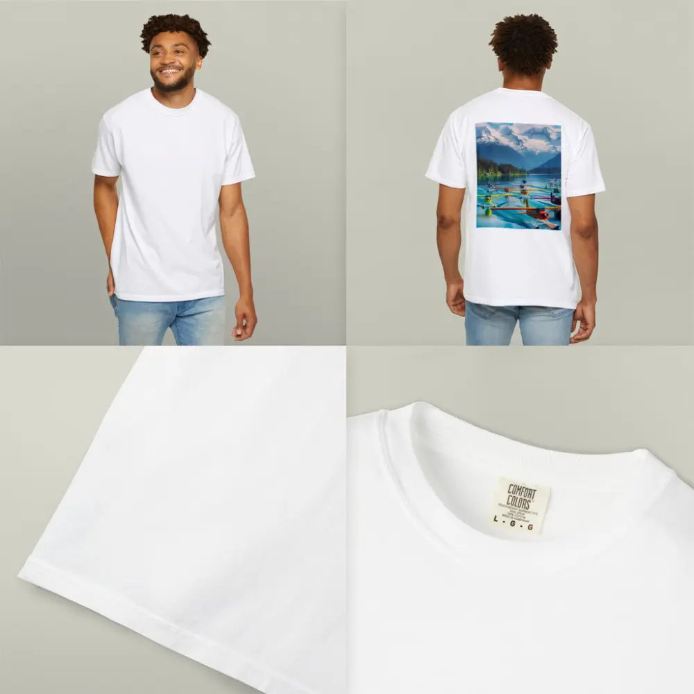 Colorful Seaplanes Floating on Mountain Lake – T-Shirts