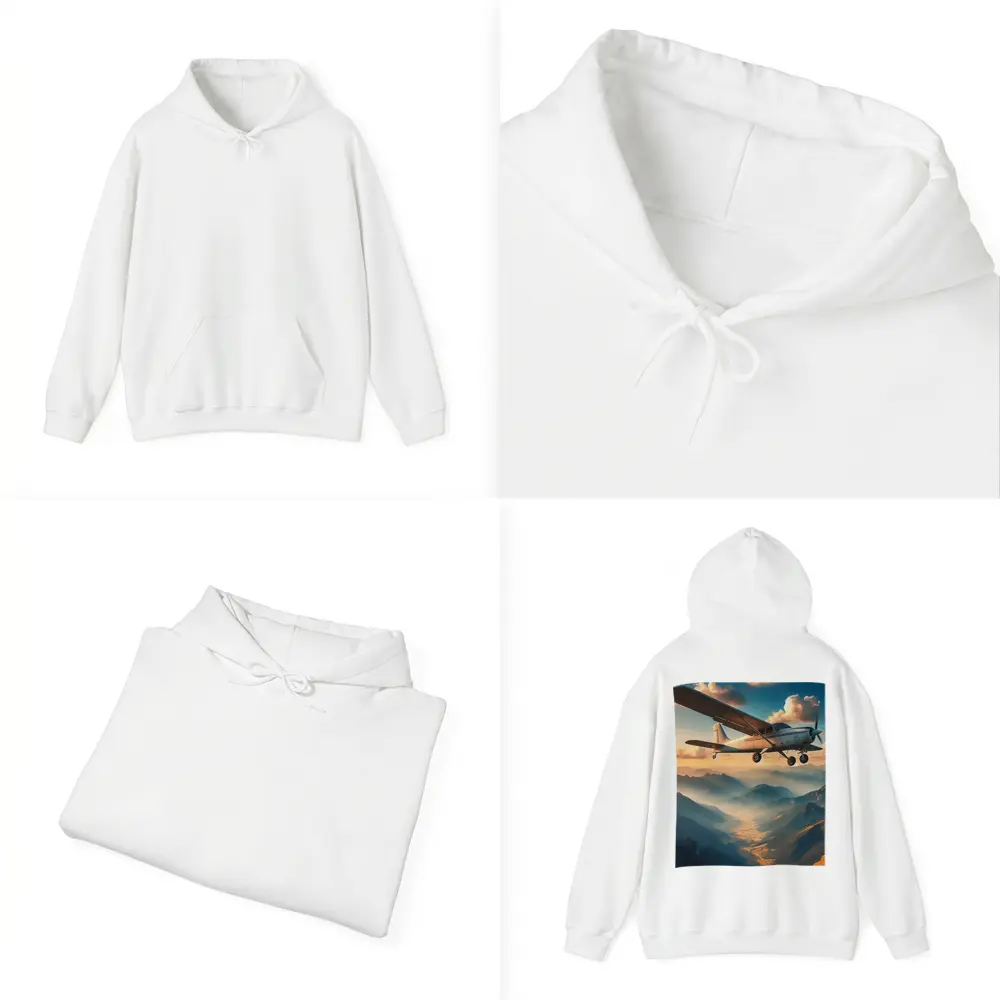 Small Propeller Plane Flying Over Mountains – Hoodies