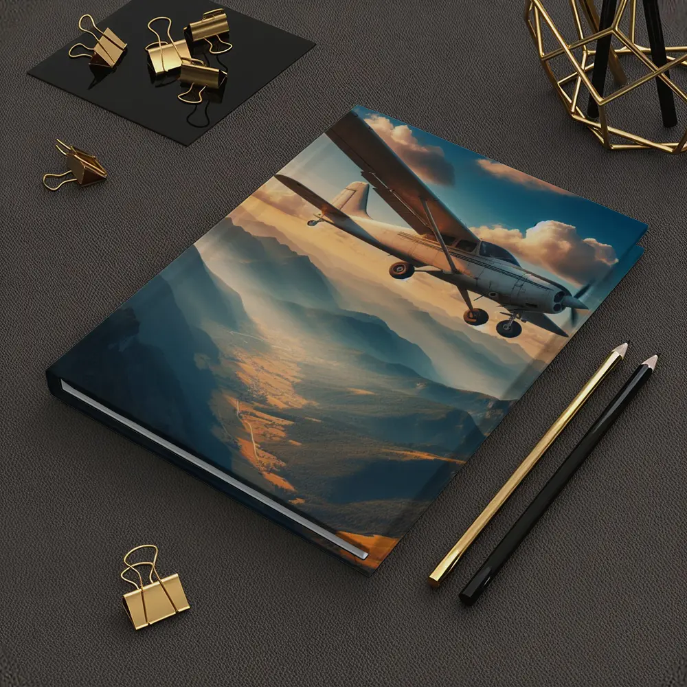 Small Propeller Plane Flying Over Mountains – Notebooks