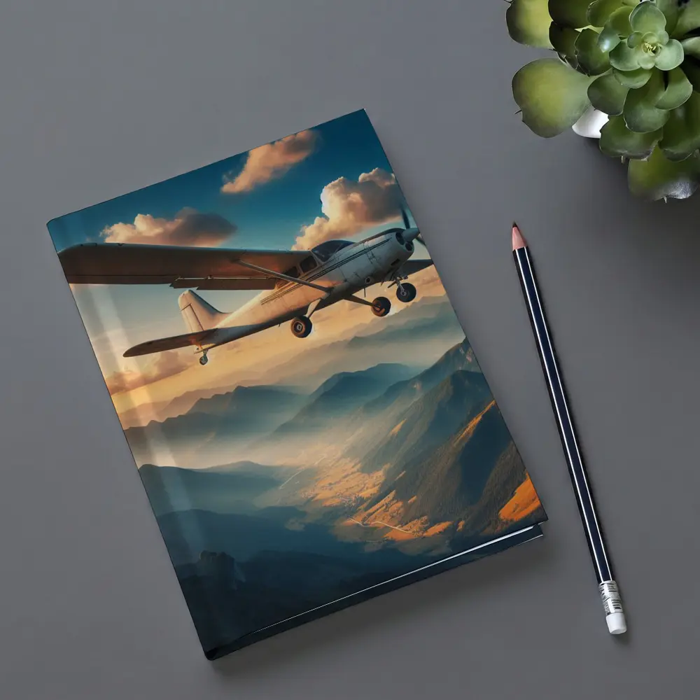 Small Propeller Plane Flying Over Mountains – Notebooks