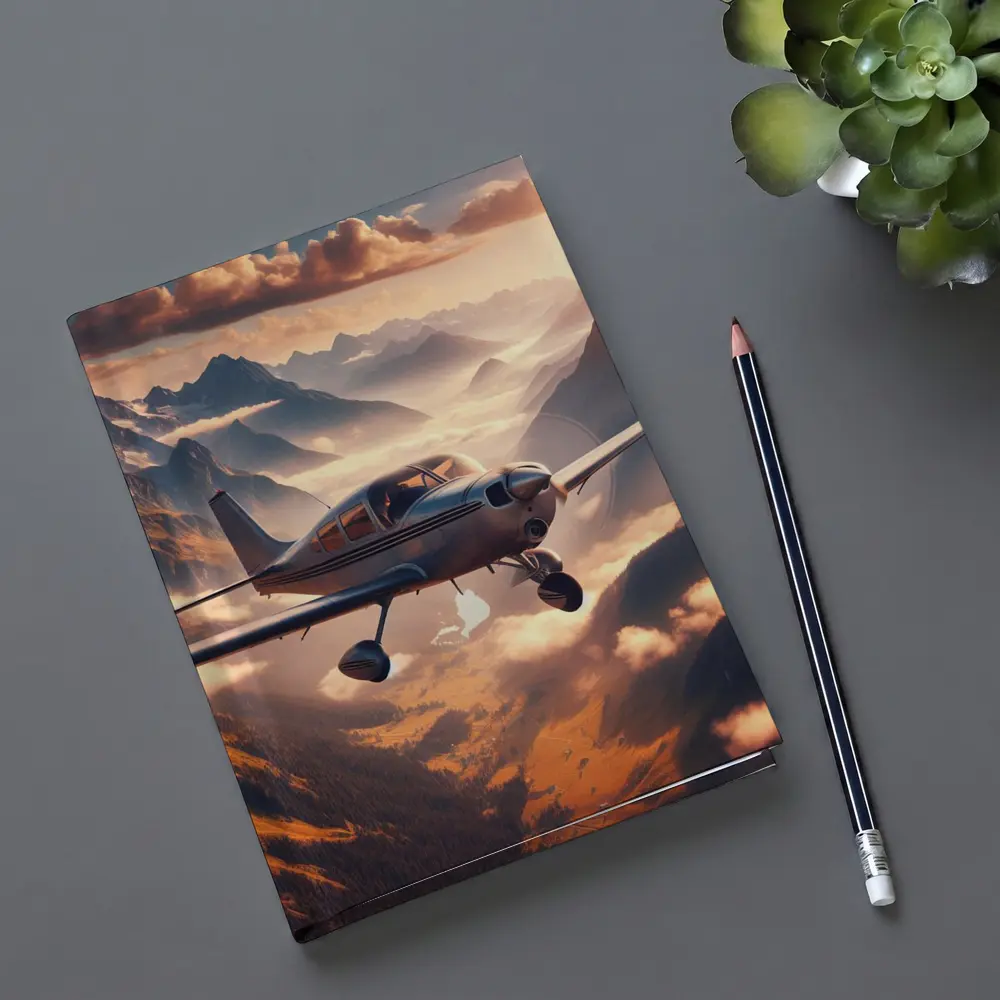 Small Propeller Plane Flying Over Mountains – Notebooks