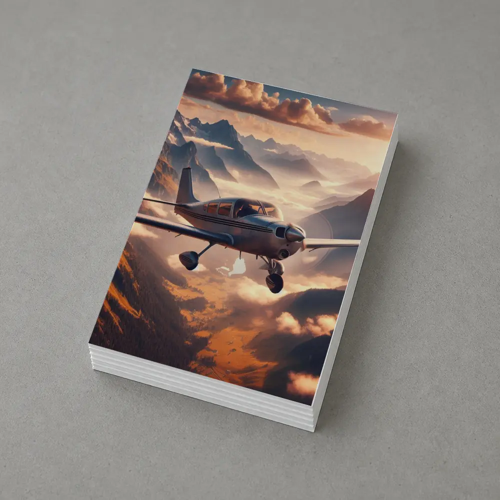 Small Propeller Plane Flying Over Mountains – Postcards