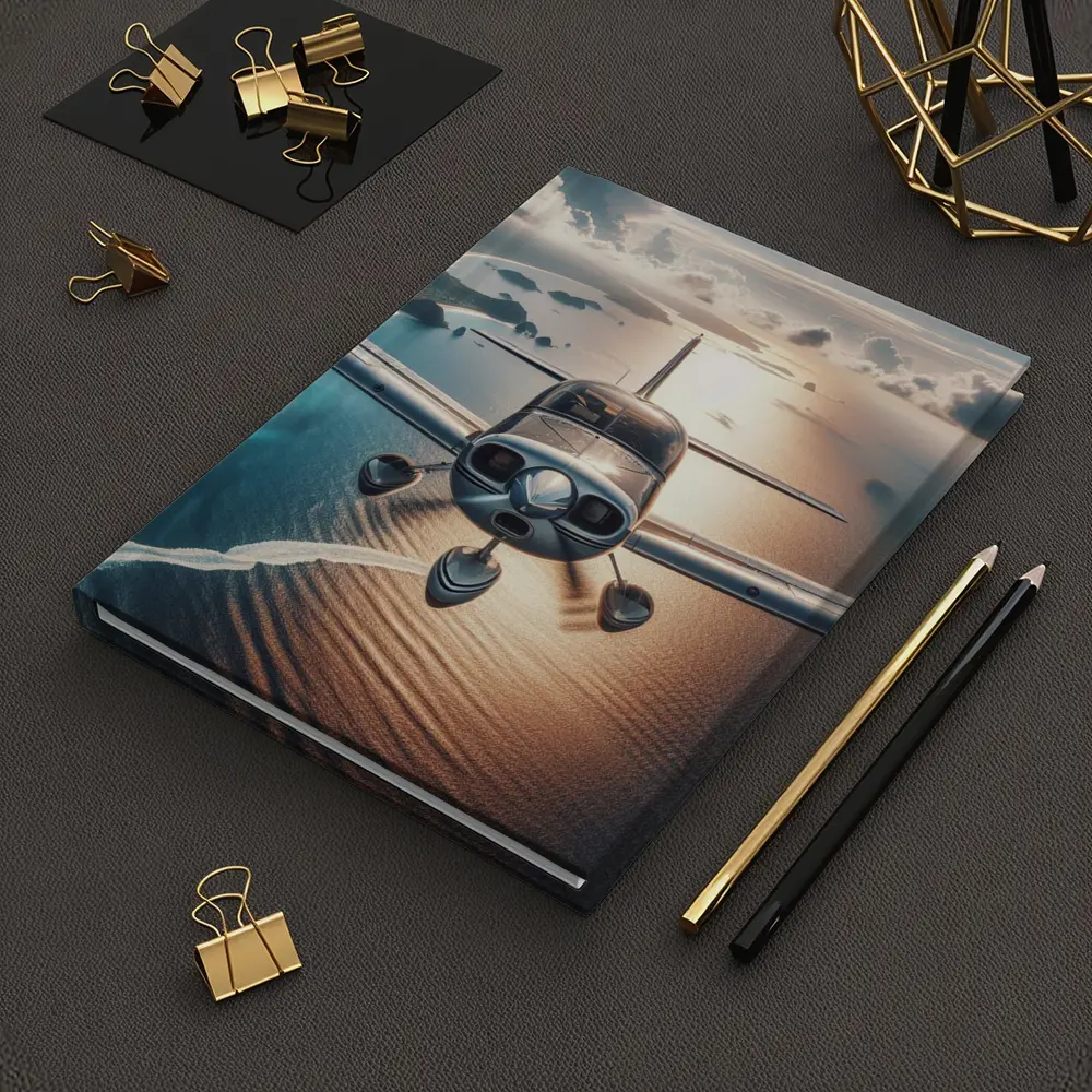 Small Plane Flying Over Coastal Waters – Notebooks