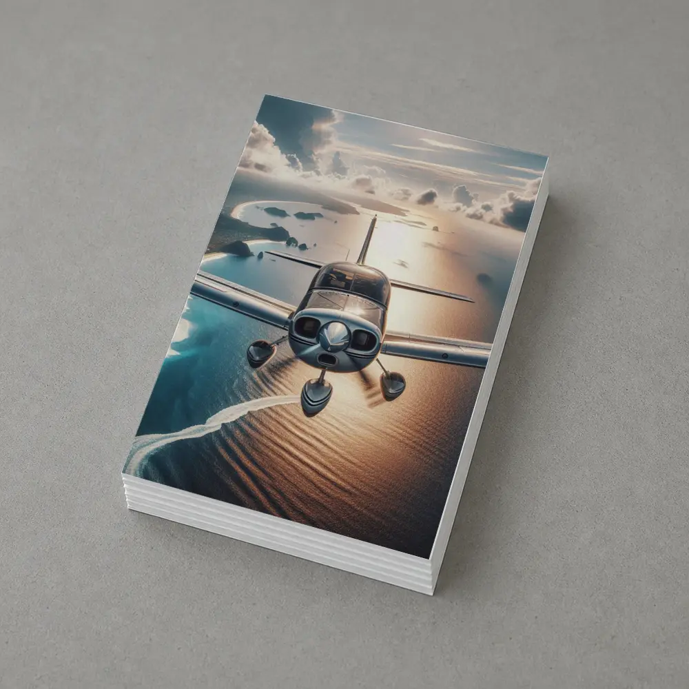 Small Plane Flying Over Coastal Waters – Postcards