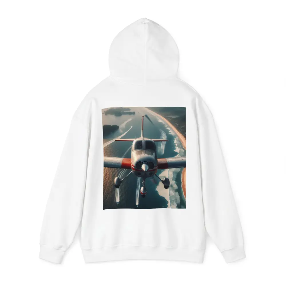 Small Plane Flying Over Coastal Waters – Hoodies