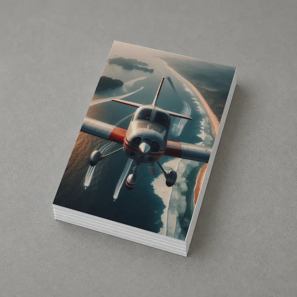 Small Plane Flying Over Coastal Waters – Postcards
